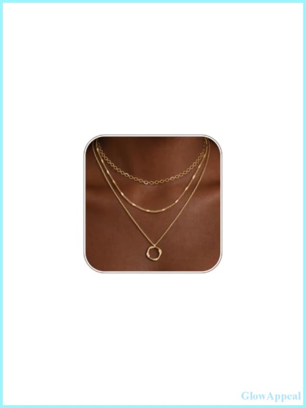 3Pc 14K Gold Plated Layered Necklace Set Paperclip Chain Women